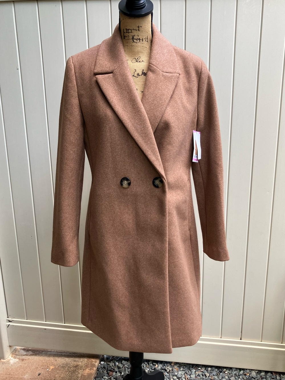 DKNY camel dress coat NWT small fall cool weather chic layering autumn wardrobe